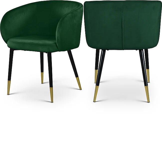 Meridian Louise Velvet Dining Chair in Green Velvet 733Green-C
