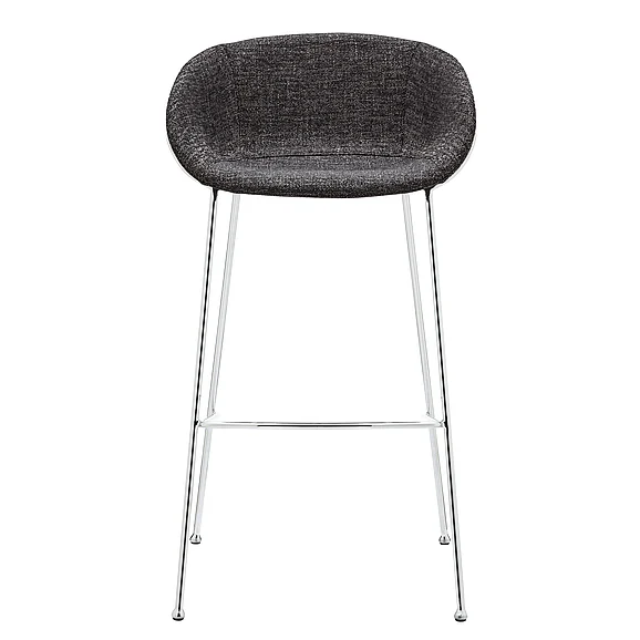 Euro Style Zach Bar Stool with Black Fabric and Chromed Steel Legs (Set of 2) 30455BLK CLOSEOUT
