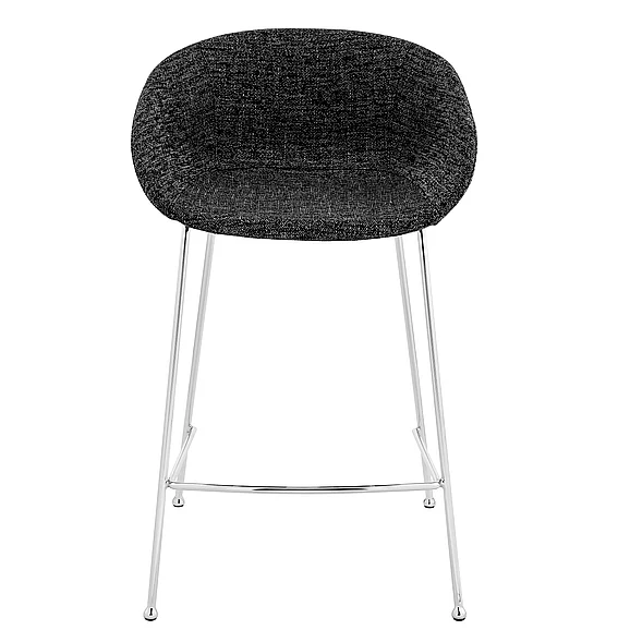 Euro Style Zach Counter Stool with Black Fabric and Chromed Steel Legs (Set of 2) 30457BLK CLOSEOUT