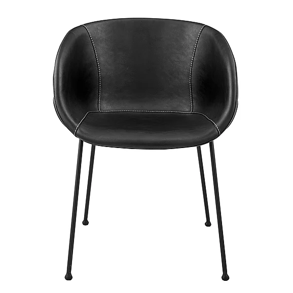 Euro Style Zach Armchair in Black Leatherette with Matte Black Legs (Set of 2) 30488BLK CLOSEOUT
