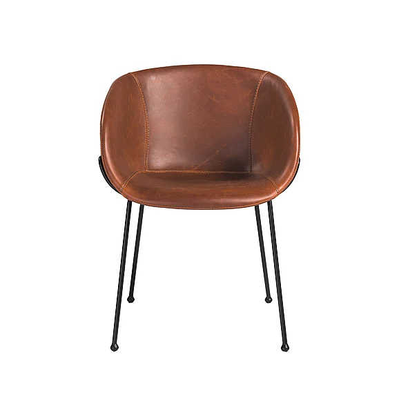 Euro Style Zach Armchair with Dark Brown Leatherette with Matte Black Legs (Set of 2) 30488DKBRN