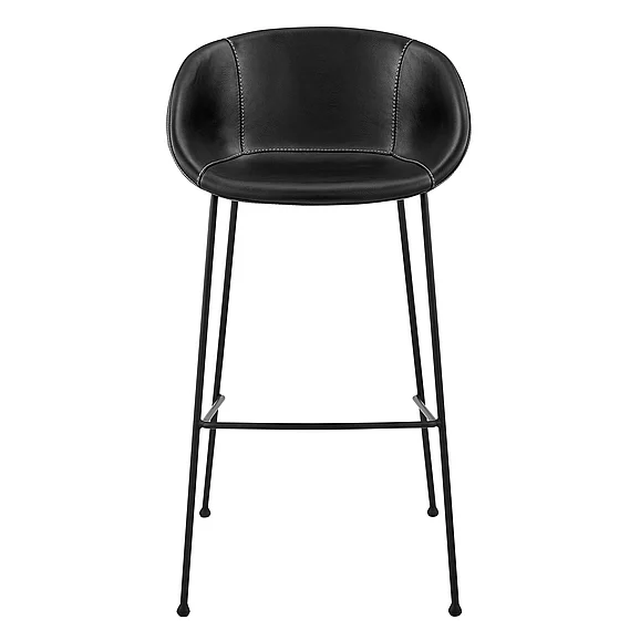 Euro Style Zach Bar Stool with Black Leatherette and Matte Black Legs (Set of 2) 30490BLK CLOSEOUT