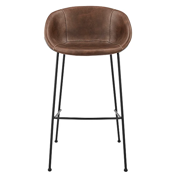 Euro Style Zach Bar Stool with Brown Leatherette and Matte Black Legs (Set of 2) 30490BRN CLOSEOUT