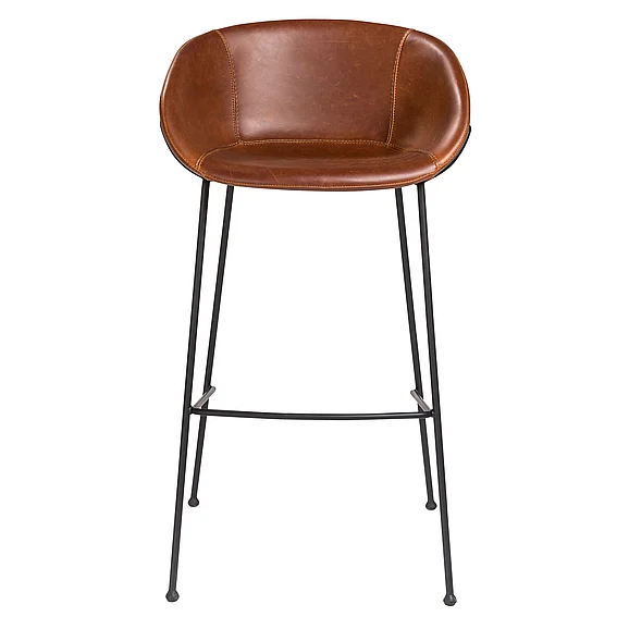 Euro Style Zach Bar Stool in Dark Brown and Matte Black Legs (Set of 2) 30490DKBRN