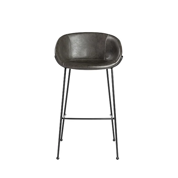 Euro Style Zach Bar Stool with Dark Gray Leatherette and Matte Black Legs (Set of 2) 30490DKGRY