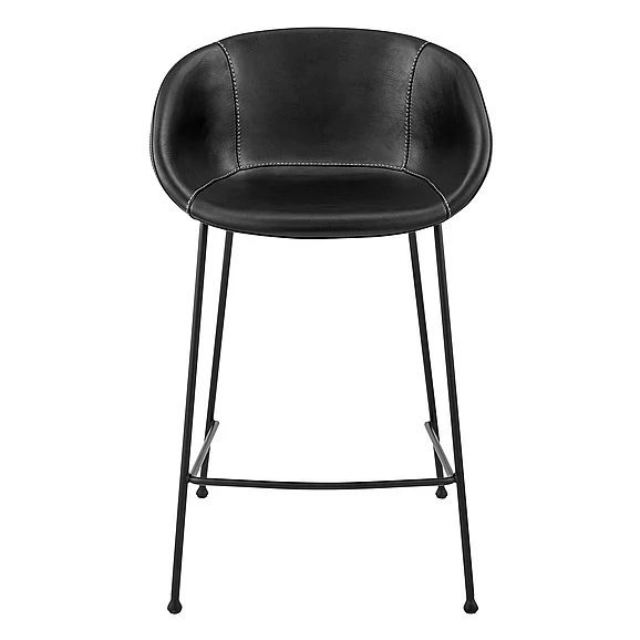 Euro Style Zach Counter Stool with Black Leatherette and Matte Black Legs (Set of 2) 30491BLK CLOSEOUT