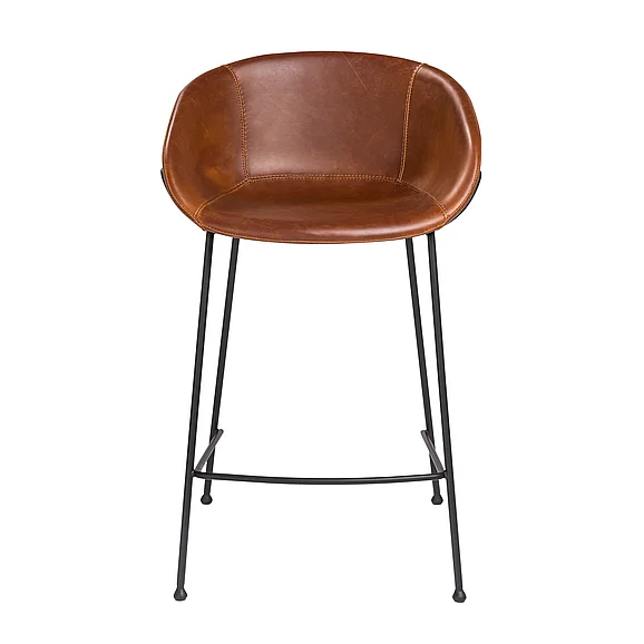 Euro Style Zach Counter Stool in Dark Brown and Matte Black Legs (Set of 2) 30491DKBRN