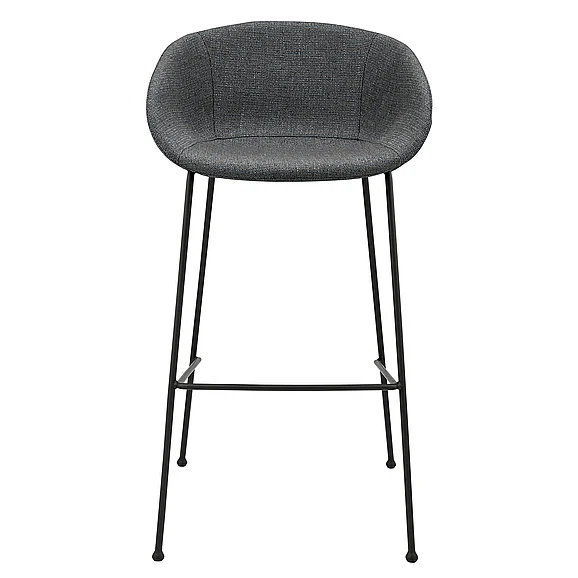 Euro Style Zach Bar Stool In Gray-Blue Fabric and Matte Black Legs (Set of 2) 30495GRYBLU CLOSEOUT