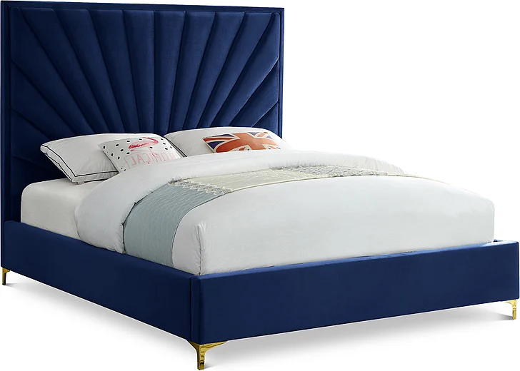 Meridian Eclipse Velvet King Bed in Navy Velvet EclipseNavy-K