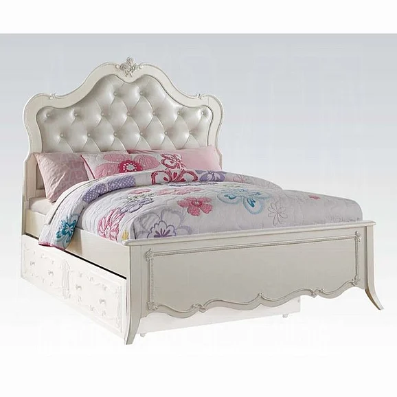 Acme Edalene Upholstered Twin Bed in Pearl White 30505T