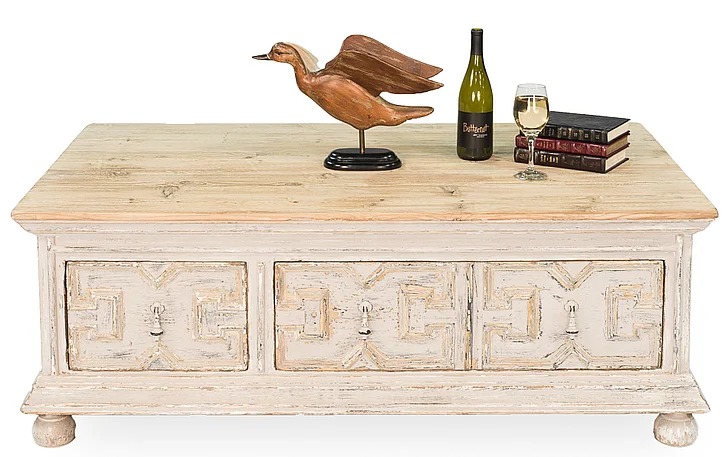 Sarreid Encore IHF Base & Crown Coffee Table in Antique Swedish Grey 30524