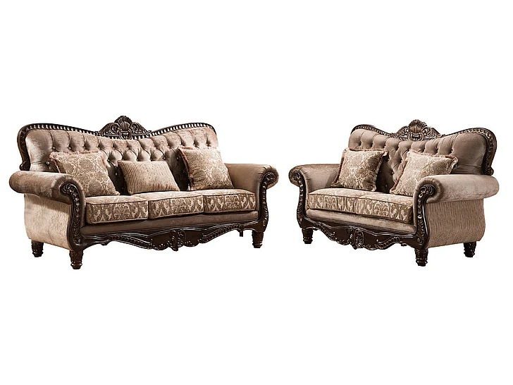 Cosmos Giana 2pc Living Room Set in Cherry