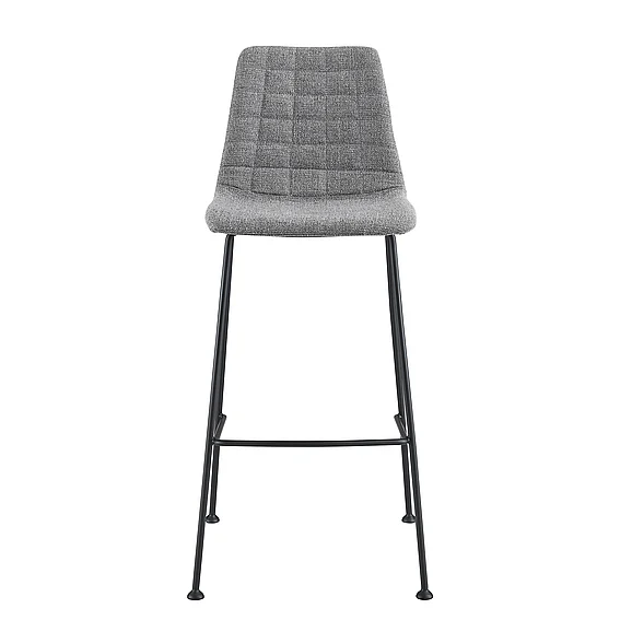 Euro Style Elma Bar Stool In Light Gray Fabric with Matte Black Frame and Legs (Set of 2) 30554LTGRY CLOSEOUT