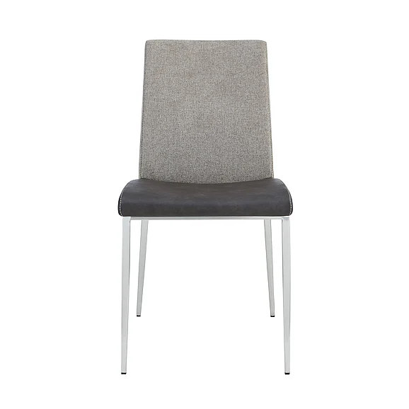 Euro Style Rasmus Side Chair with Dark Gray Leatherette and Light Brown Fabric with Brushed Stainless Steel Legs (Set of 2) 30556DKGRY CLOSEOUT