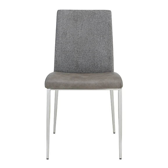Euro Style Rasmus Side Chair with Light Gray Seat and Back with Brushed Stainless Steel Legs (Set of 2) 30556LTGRY CLOSEOUT