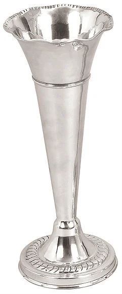 UMA Silver Aluminum Metal Flute Shaped Decorative Vase, 6" x 6" x 15" | 30557
