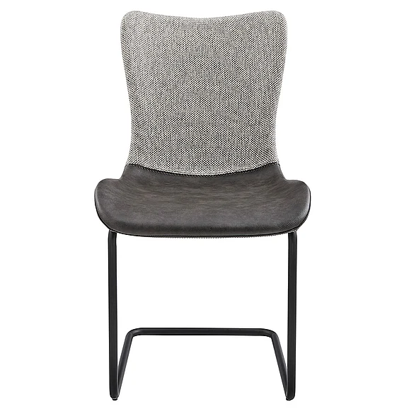 Euro Style Juni Side Chair in Light Gray Fabric and Dark Gray Leatherette with Matte Black Base (Set of 2) 30568DKGRY CLOSEOUT