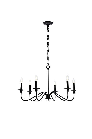 Elegant Rohan 30 In. Chandelier in Matte Black LD5056D30MB