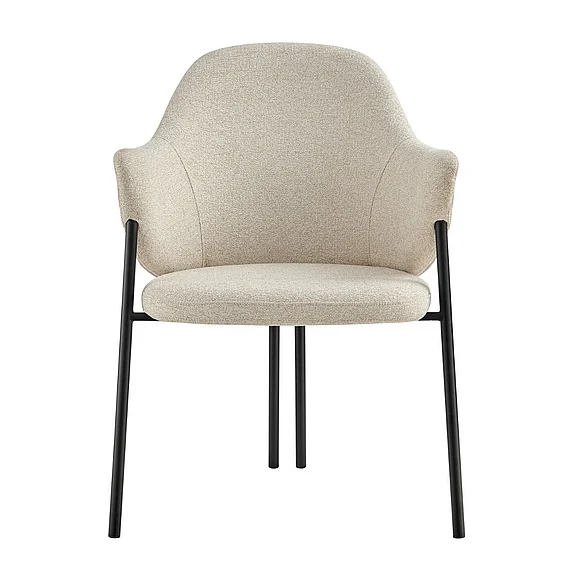 Euro Style Mette Armchair in Beige Fabric with Black Legs 30606-BG