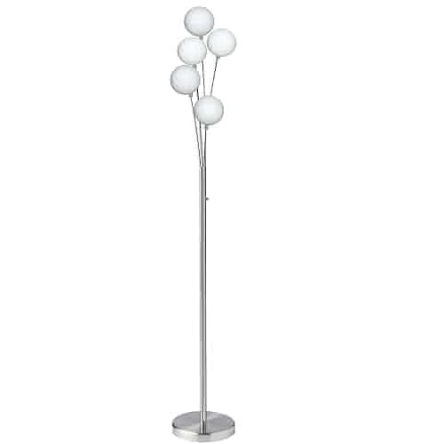 Dainolite 5LT Incandescent Floor Lamp, SC w/White Glass 306F-SC