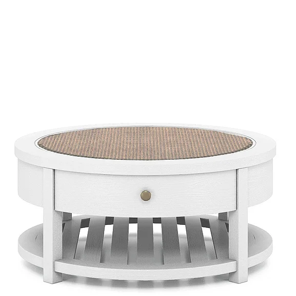 Riverside Rosalie Round Cocktail Table in White in White Caps 30704