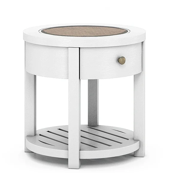 Riverside Rosalie Round End Table in White in White Caps 30717