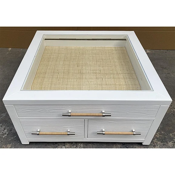Riverside Rosalie Collectors Cocktail Table in White in White Caps 30732