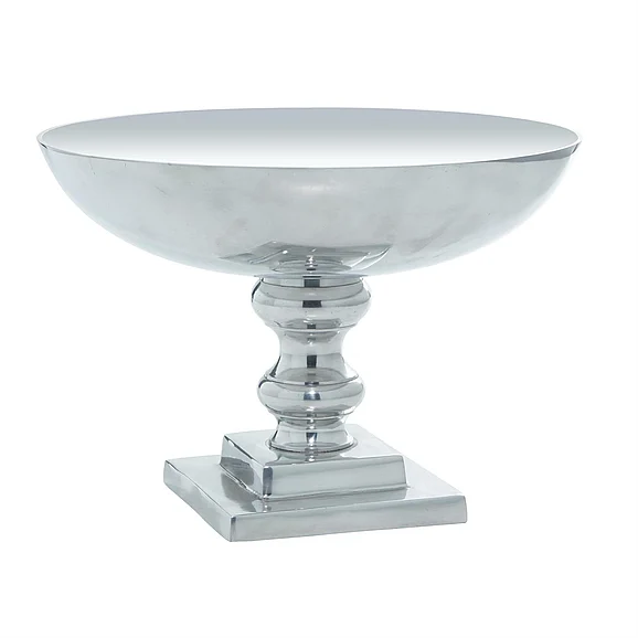 UMA Silver Aluminum Metal Decorative Bowl, 15" x 15" x 10" | 30874
