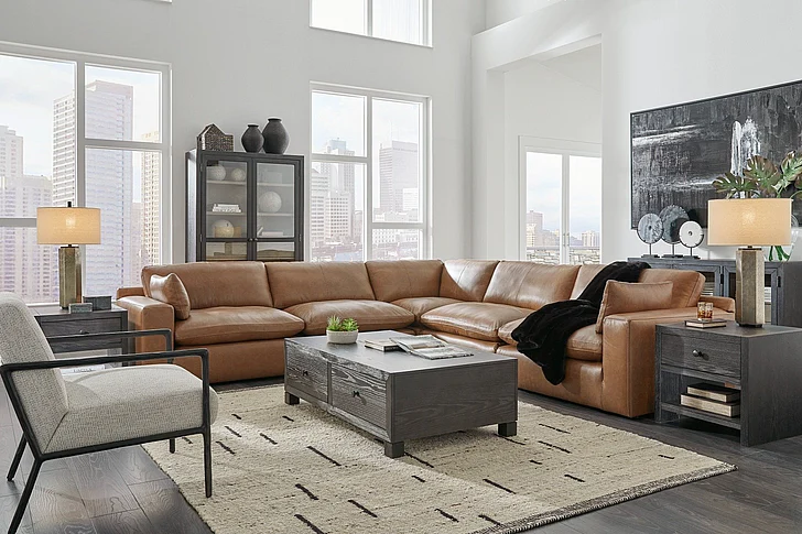 Emilia 5-Piece Sectional Set in Caramel