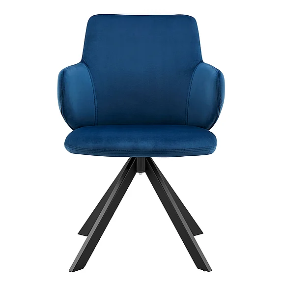 Euro Style Vigo Swivel Side Chair in Blue Velvet with Black Steel Legs 30922-BLU CLOSEOUT