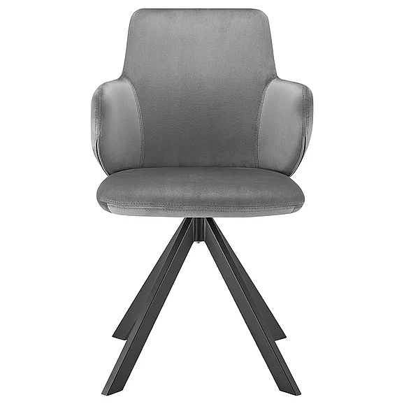 Euro Style Vigo Swivel Side Chair in Gray Velvet with Black Steel Legs 30922-GRY CLOSEOUT
