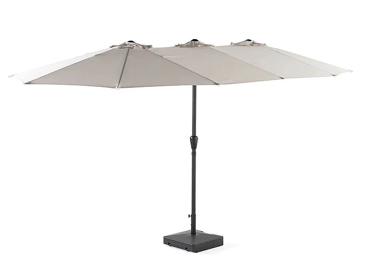 Transformer Table Outdoor Patio Umbrella w/ Base in Natural Off White 30923;30900