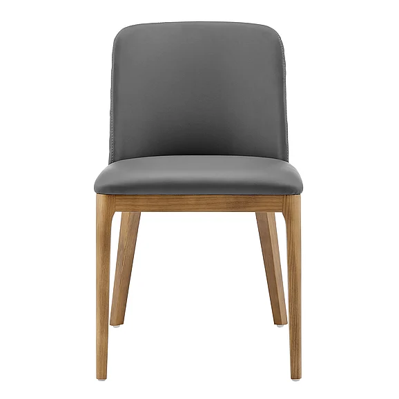 Euro Style Tilde Side Chair in Gray Leatherette with Walnut Legs (Set of 2) 30934-GRY CLOSEOUT