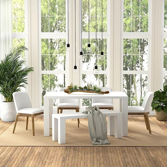 Euro Style Abby 7pc 84" Rectangular Dining Set in White
