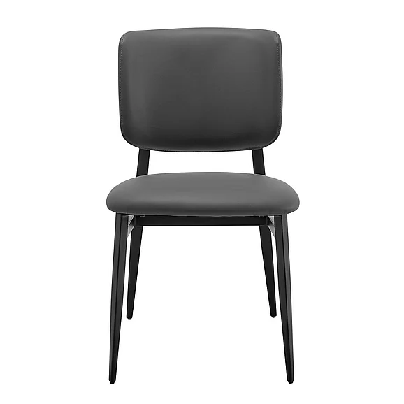 Euro Style Felipe Side Chair in Gray Leatherette with Black Steel Legs 30947-GRY