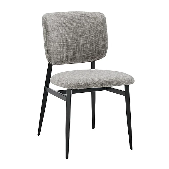 Euro Style Felipe Side Chair in Linen Gray Fabric with Black Steel Legs 30948-GRY