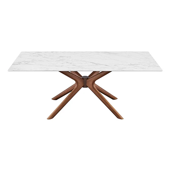 Euro Style Maurice 79" Rectangle Table Top in White Ceramic with Walnut Stained Ash Solid Wood Base 30962WHT-KIT