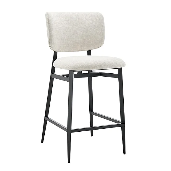Euro Style Felipe Counter Stool in Beige Fabric with Black Steel Legs 30972-BG