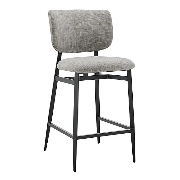 Euro Style Felipe Counter Stool in Gray Fabric with Black Steel Legs 30972-GRY