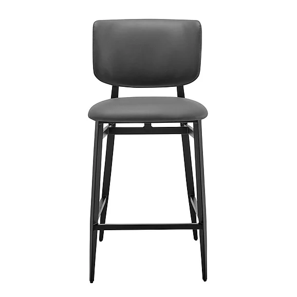 Euro Style Felipe Counter Stool in Gray Leatherette with Black Steel Legs 30973-GRY