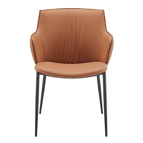Euro Style Ronja Armchair in Dark Caramel Leatherette with Black Steel Legs 30980-COG