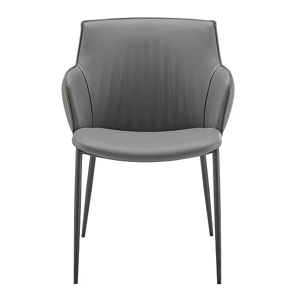 Euro Style Ronja Armchair in Gray Leatherette with Black Steel Legs 30980-GRY