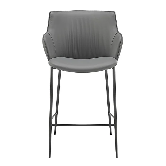 Euro Style Ronja Counter Stool in Gray Leatherette with Black Steel Legs 30982-GRY