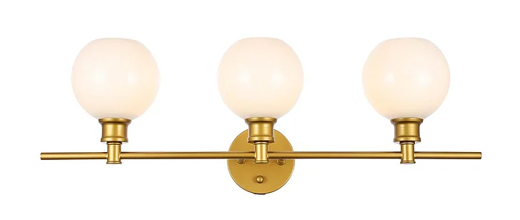 Elegant Collier 3 Light Brass and Frosted White Glass Wall Sconce LD2319BR