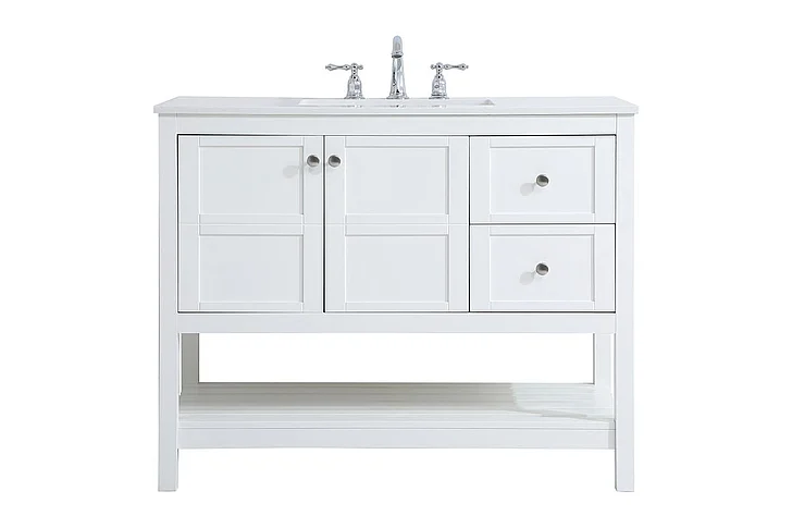 Elegant 42 In. Single Bathroom Vanity in White VF16442WH