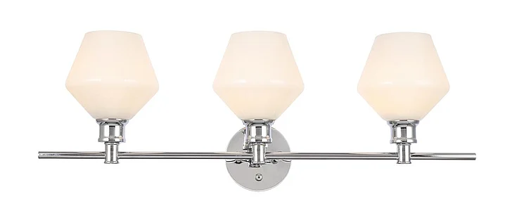 Elegant Gene 3 Light Chrome and Frosted White Glass Wall Sconce LD2317C