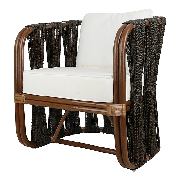 NPD Shanaya Rattan Accent Arm Chair w/ Abaca, Cane Brown 3100018-CA