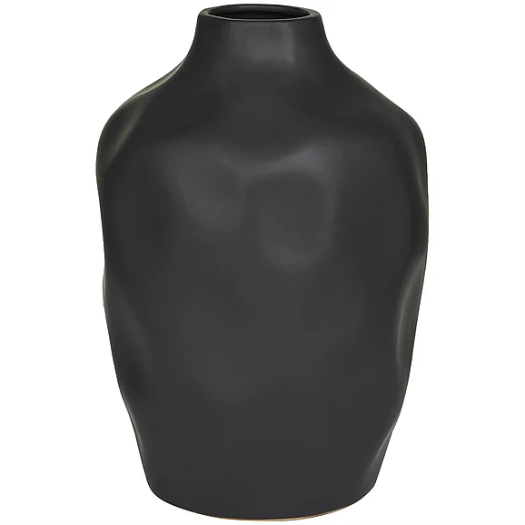 UMA CosmoLiving by Cosmopolitan Black Ceramic Faceted Decorative Vase, 9 x 9 x 14 | 31002