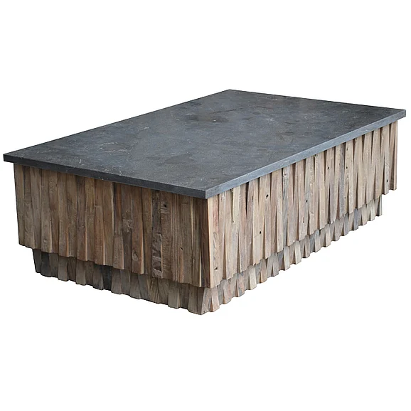 Moti Furniture Wynn Soapstone Top Cocktail Table in Wood/Black