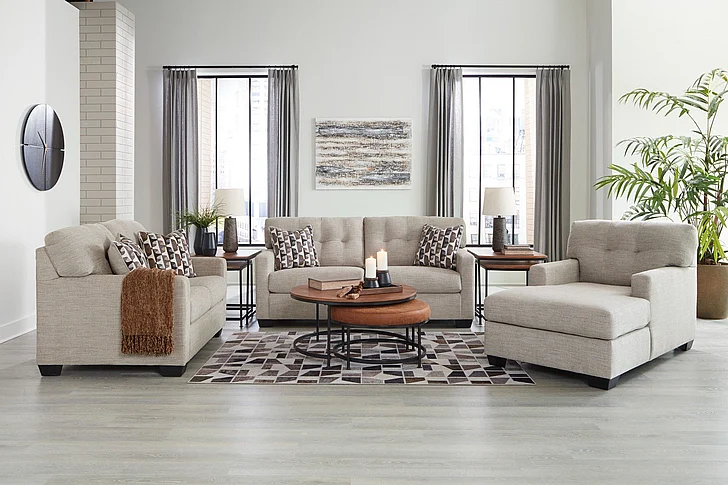 Mahoney 3-Piece Living Room Set in Pebble